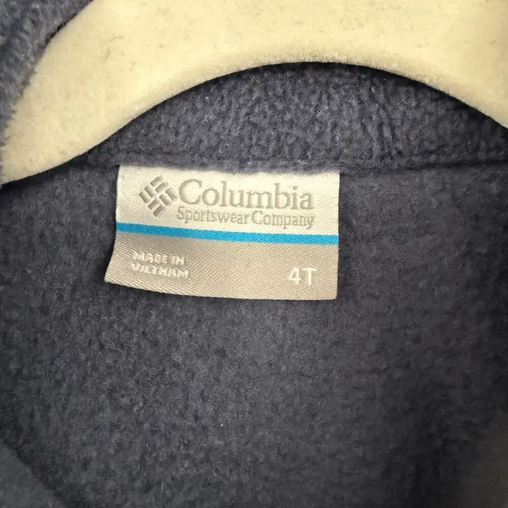 Columbia Kids Fleece Jacket Size 4T Blue Full Zip Mock Neck Pockets Cozy Coat